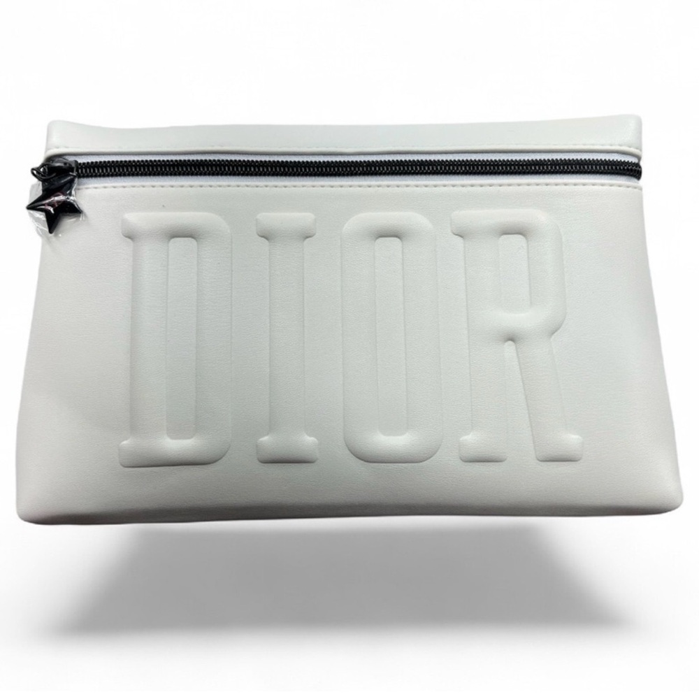 Dior White Embossed Logo Toiletry Pouch